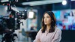 © Wattana - A journalist presenting a news story in a studio