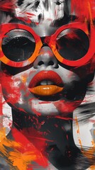 Poster - Abstract poster with a girl in sunglasses