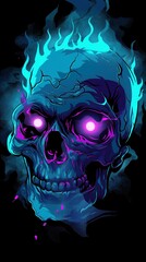 Poster - A fiery skull with glowing eyes