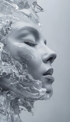 Wall Mural - a womans face with water