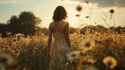 Wall Mural - girl in the grass