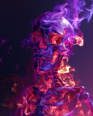 Poster - A skeleton in purple fire