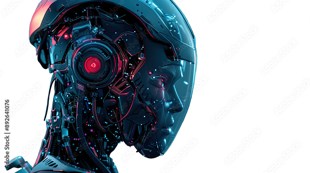 Artificial intelligence Neural network in human image Robot head ...