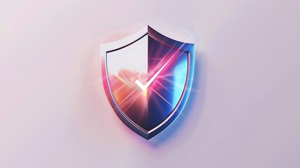 Canvas Print - Shield with tickmark 3d rendering minimal wallpaper, background with big copy space 