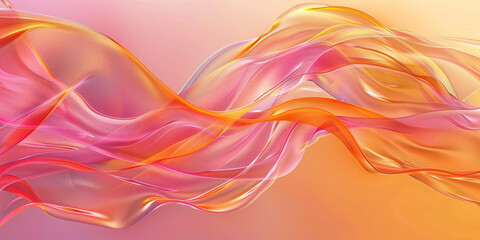 Wall Mural - abstract background with lines shimmering lines and waves in orange and pink