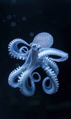 Wall Mural - A white octopus in the dark