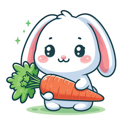 Canvas Print - A rabbit holding a carrot Adobe Illustrator Artwork