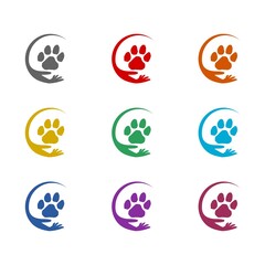 Canvas Print - Pet care logo  icon isolated on white background. Set icons colorful