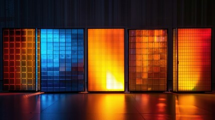 Wall Mural - High-resolution image of photovoltaic cells under different lighting conditions.