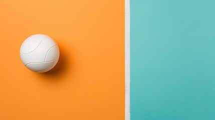 Poster - A white volleyball rests on a light floor