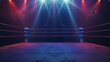 © sambath - Empty wrestling ring with bright spotlights focusing on the canvas.
