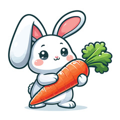 Canvas Print - A rabbit holding a carrot Adobe Illustrator Artwork