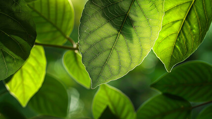 Green leaves, nature and eco concept background texture