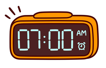 Wall Mural - Digital alarm clock cartoon drawing