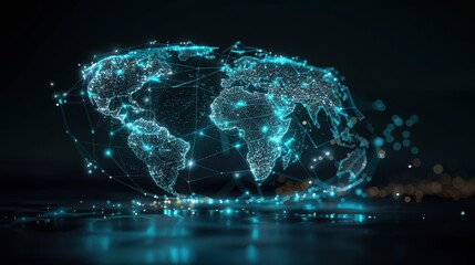 Wall Mural - a blue globe with a map of africa on it. the globe is surrounded by a lot of dots, which give it a f