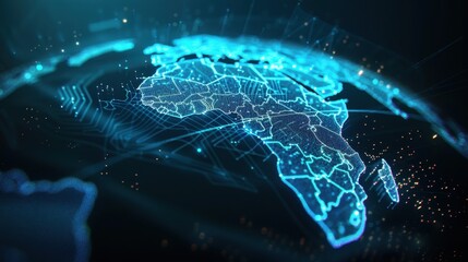 Wall Mural - a blue globe with a map of africa on it. the globe is surrounded by a lot of dots, which give it a f