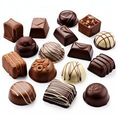 Wall Mural - collection of chocolates on white background