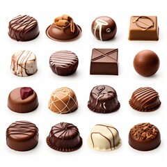 Wall Mural - collection of chocolates on white background