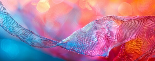abstract background design, nets, close up, focus on, bright shades, Double exposure silhouette with nets
