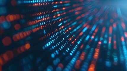 Binary Data Software Programming Code Background. Random Parts of Program Code. Digital Data Technology Concept. 1 0 Machine Code. Random Binary Data Matrix Wide Vector Illustration.