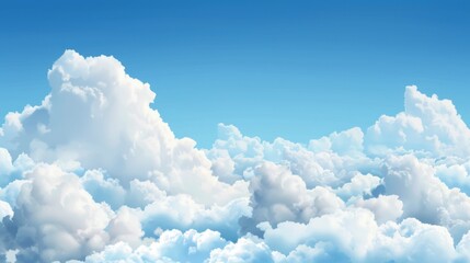 Wall Mural - serene summer sky with white fluffy clouds against a clear blue background