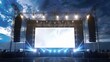 © mryanfahrudin1 - Stage concert large modern rigging and white blank screen technology,sound system,lighting power background wallpaper AI generated image