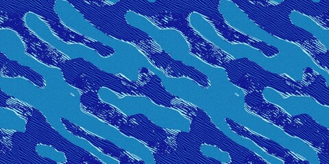 Summer blue dyed wave water pattern with broken linear stripe effect. Fresh blue underwater texture background for modern seamless nautical maritime organic style. 