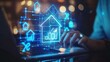 © Premreuthai - A person using a laptop to analyze digital real estate data with illuminated graphs and house icons in a modern workspace.