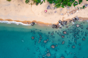 Wall Mural - Aerial view of My Khe Beach - Top 6 beautiful beach in the World By Forbes Magazine.