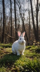 Wall Mural - Easter Bunny Amidst Woodland Bokeh