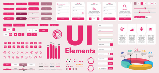 Wall Mural - a set of vector buttons and user interface (gui) elements designed for modern applications and websi