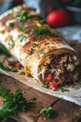 Sticker - Burrito on wooden cutting board