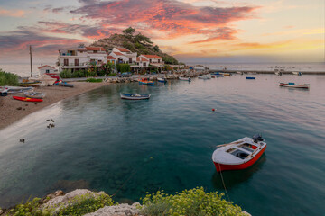 The Kokkari Harbour view in Samos Island of Greece