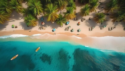 Wall Mural - tropical beach top view. Selective focus