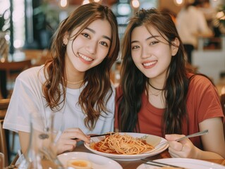 two women eating pizza