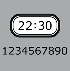 Digital clock number set. Electronic figures. Vector illustration.