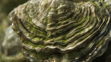 A green oyster with detailed textures