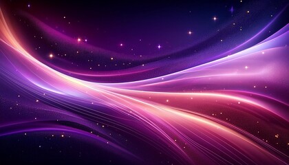 Wall Mural - abstract purple and pink wave background with starry lights and cosmic glowing elements