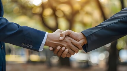 Concept of a business relationship. A close-up of the handshaking of two businessmen.