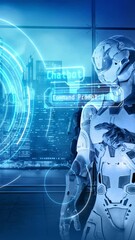 Wall Mural - abstract infographic about chatbot operation. 3d render
