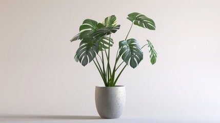 Canvas Print - Potted Monstera on a white backdrop.