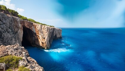 blue sea water going deep in to the cliffs