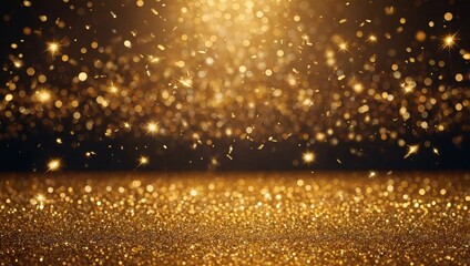 Wall Mural - Golden backdrop with sparkling starry bokeh