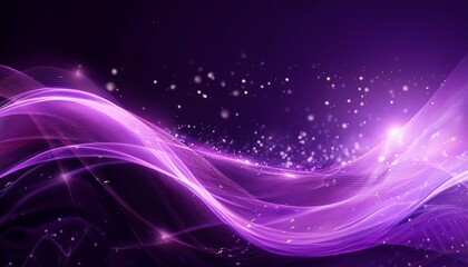 Wall Mural - abstract purple wave background with glowing stars and cosmic digital design elements