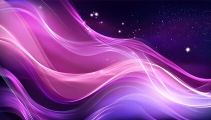 Wall Mural - dreamy purple and pink flowing waves with glowing stars and elegant cosmic design elements