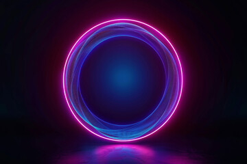 Wall Mural - creative digital tech circle on dark background. big data and technology concept. 3d rendering.