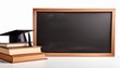 © Kira - a blank chalkboard with a books and and graduation cap
