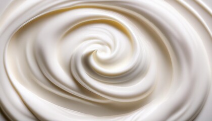 Wall Mural - close up of white natural creamy vanilla yogurt top view generative ai