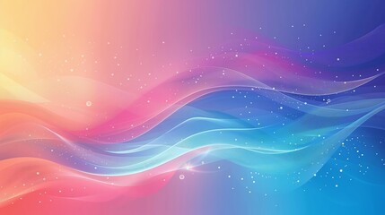 Canvas Print - Colorful Gradient Abstract Waves Background with Ethereal Glow