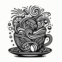 Wall Mural - cup of coffee Abstract paint vector Artwork